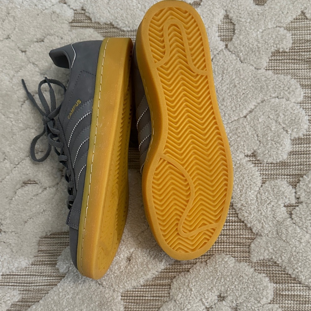 Adidas Campus Gray Sneakers with Gold Sole- worn once - Picture 3 of 4